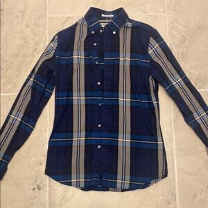 Express Extra Slim Fit Blue Plaid Men's Shirt
